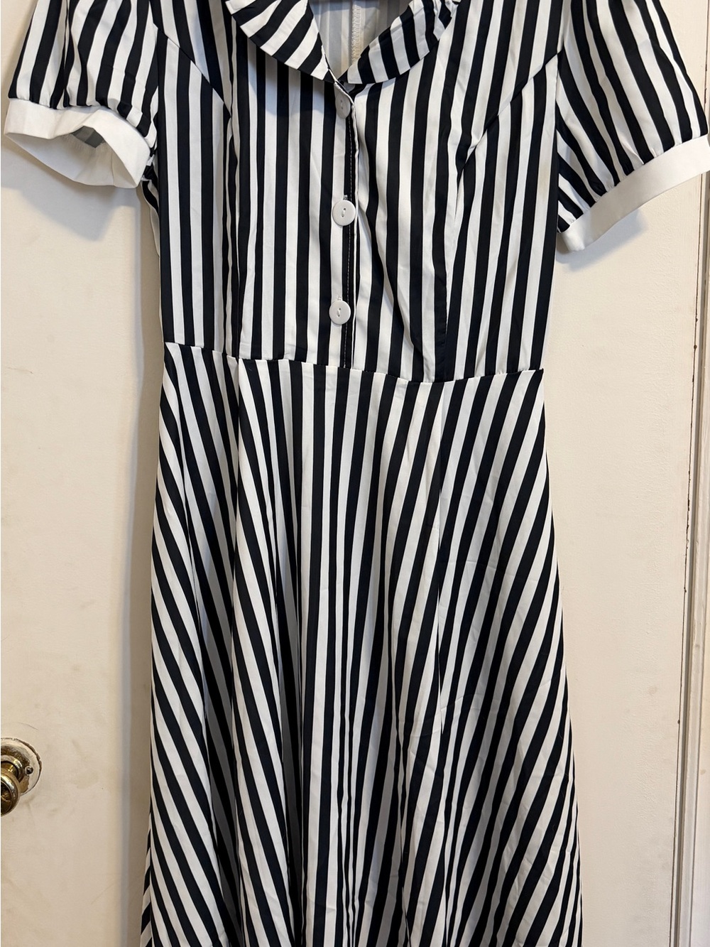 Women’s Classic Black & White Striped Maxi Dress Size Small by IBTOM CASTLE BNWT